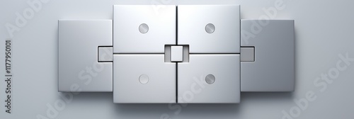 Modern design showcases a sleek metallic switch panel in minimalistic style. Generative AI photo