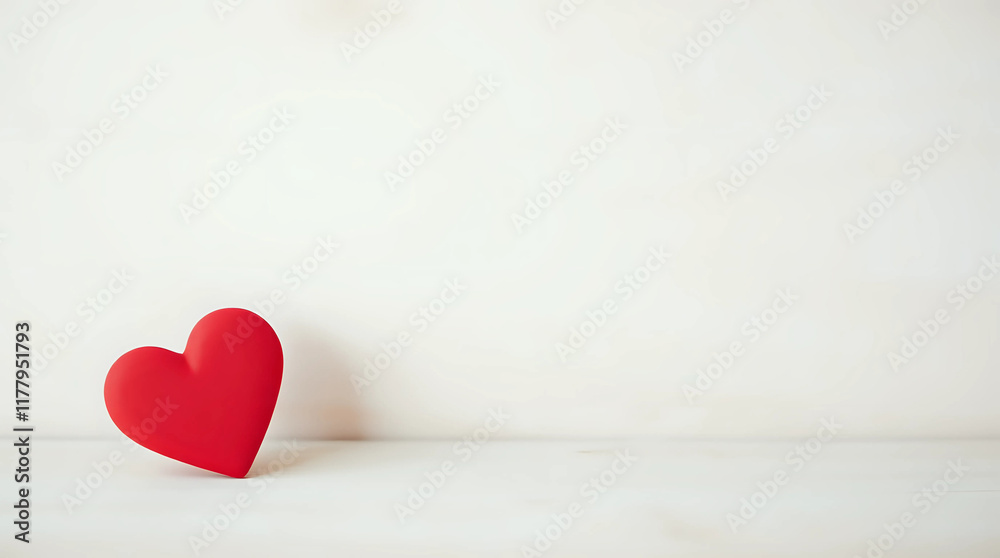 Fototapeta premium greeting card with a red heart and space for text on a wooden background