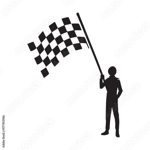 Checkered Flag Silhouette Race Winner Vector Illustration