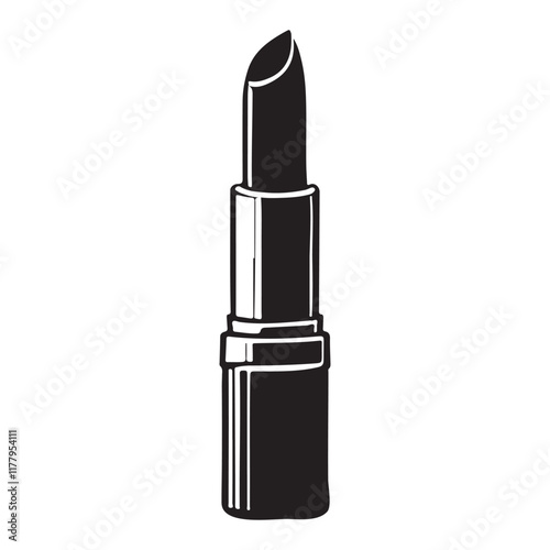Classic Black and White Lipstick Silhouette Illustration