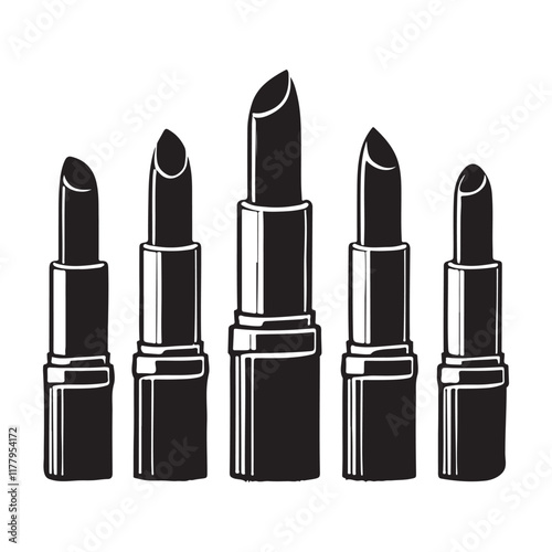 Lipstick Set Silhouette Vector Illustration