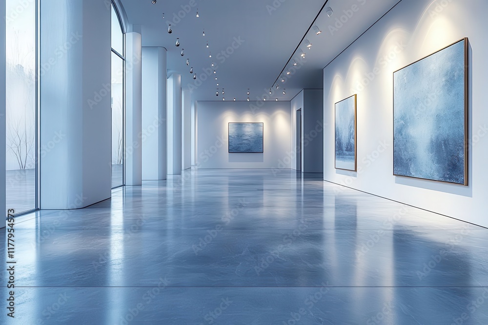 a modern art gallery wall stands empty illuminated by spotlights creating a clean minimalist space for potential exhibits evoking anticipation and inspiration for future displays a modern art gallery wall stands empty illuminated by spotlights creating a clean minimalist space for potential exhibits evoking anticipation and inspiration for future displays