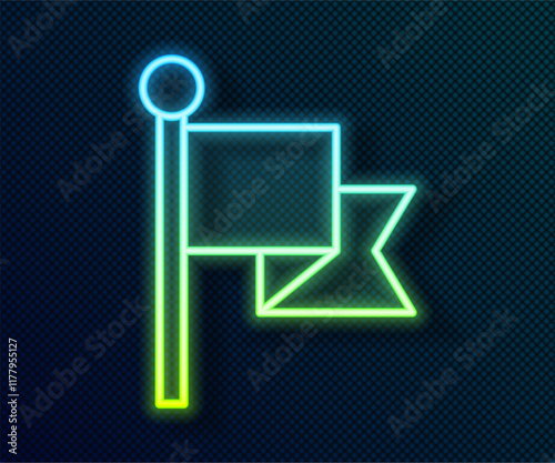 Glowing neon line Flag icon isolated on black background. Victory, winning and conquer adversity concept. Vector