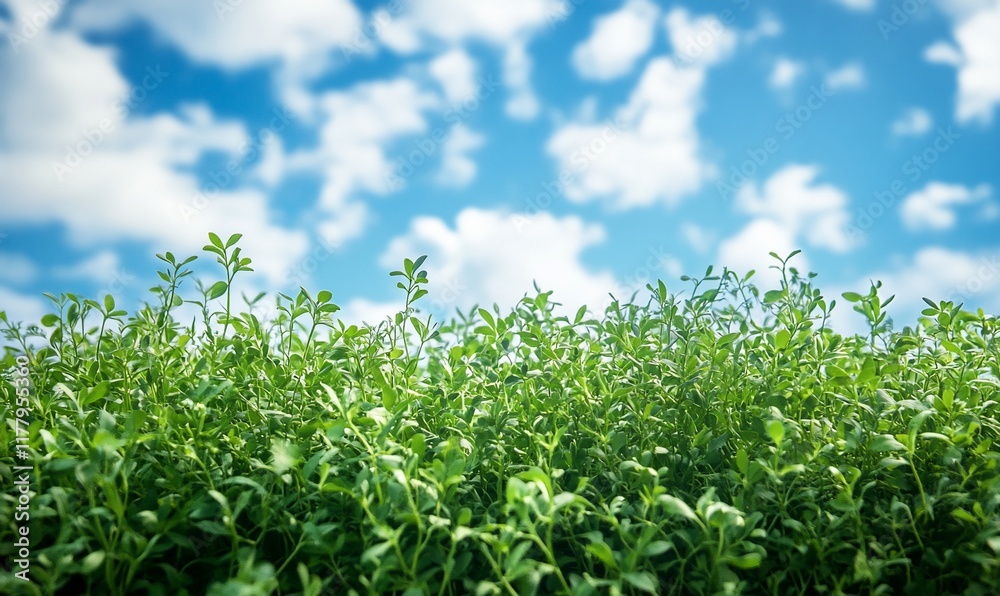 Lush green plants under a bright blue sky Lush green plants under a bright blue sky