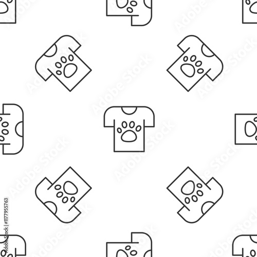 Grey line Animal volunteer icon isolated seamless pattern on white background. Animal care concept. Vector