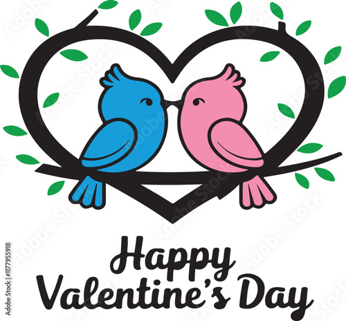  A romantic and cheerfully bird illustration.