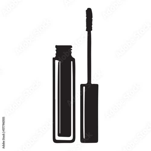 Silhouette Illustration of Mascara and Applicator