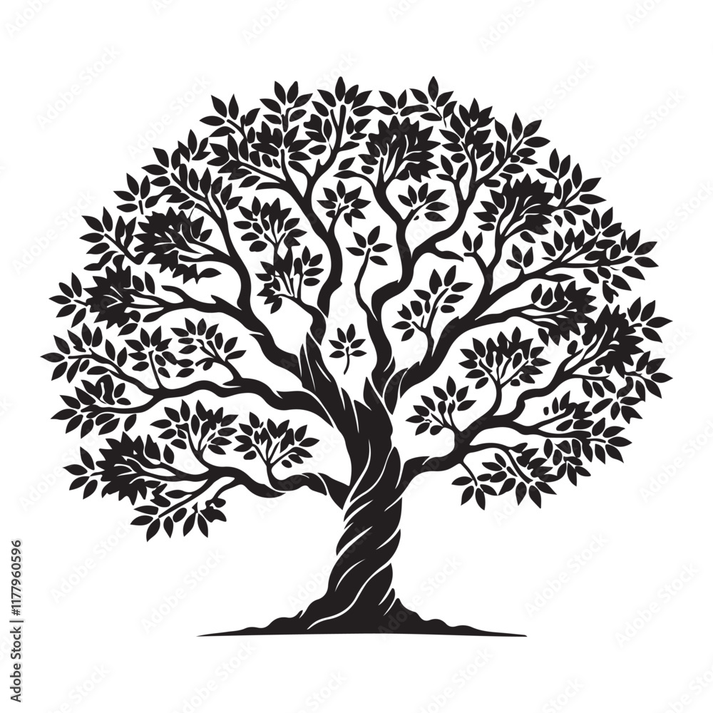 Obraz premium Intricate Twisted Tree Trunk Silhouette Vector Illustration