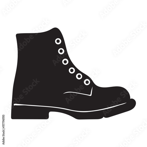 Classic Silhouette of a Men's Work Boot Vector Graphic