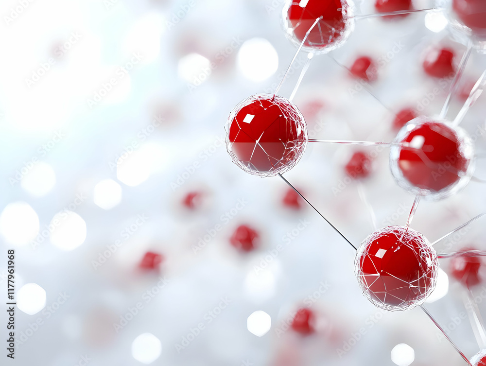 Red spheres network, science, connection, abstract background, technology, research, medical illustration Red spheres network, science, connection, abstract background, technology, research, medical illustration