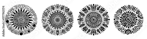 vector mandala set black and white