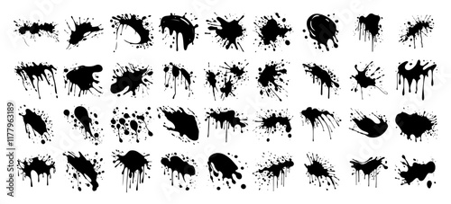 grungy abstract vector composition featuring various splattered paint designs