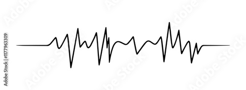 hand-drawn heartbeat signal in continuous line style, monochrome vecto