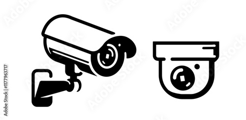 Security camera monitoring equipment icon. Surveillance system symbol