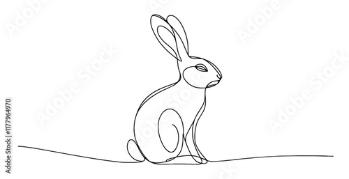 elegant line art vector of a bunny in continuous line drawing style photo