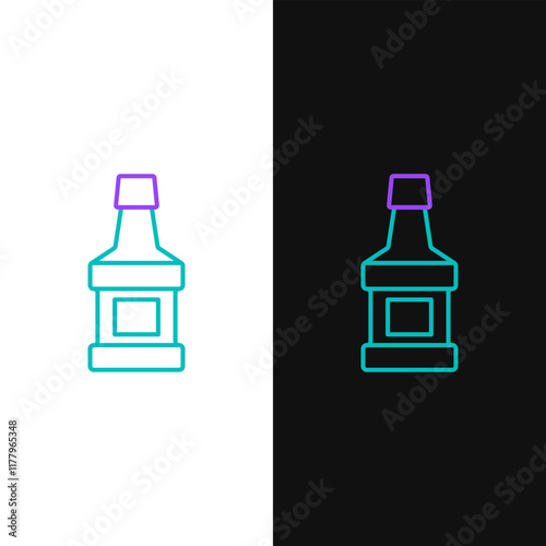 Line Whiskey bottle icon isolated on white and black background. Colorful outline concept. Vector