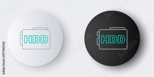 Line Hard disk drive HDD icon isolated on grey background. Colorful outline concept. Vector