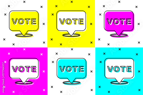 Set Vote icon isolated on color background. Vector