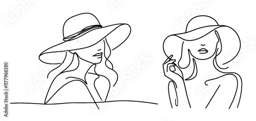 elegant monochrome illustrations of fashionable women in a modern style