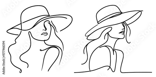 elegant monochrome illustrations of fashionable women in a modern style