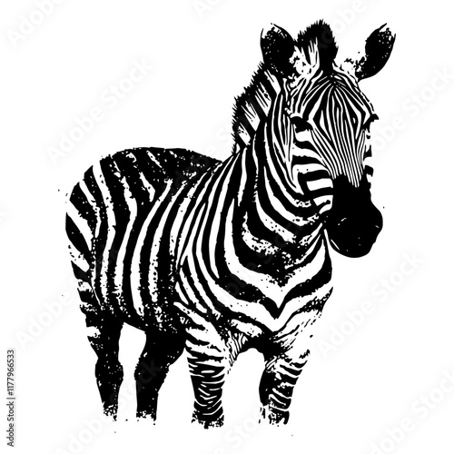 vintage-inspired vector artwork of a zebra in traditional engraving style