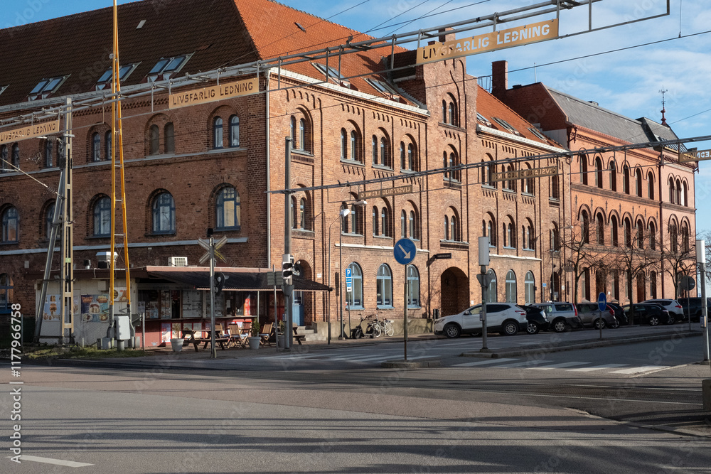 Fototapeta premium Brick buildings at Hamngatan, Ystad