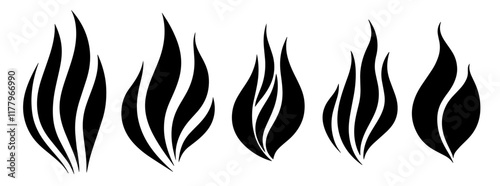 stylized vector flames with bold lines and creative abstract forms