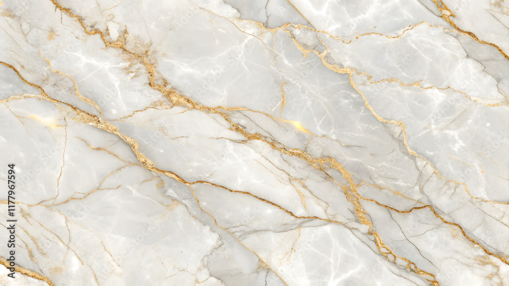 Naklejka premium White marble texture with gold veins and polished surface