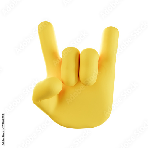 Yellow 3d emoji hand rock gesture symbol