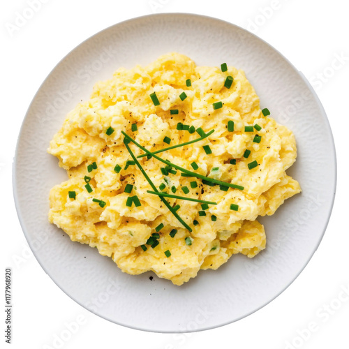Scrambled eggs isolated on transparent background Generative Ai. 
