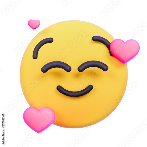 3d smiley emoticon face with heart in love