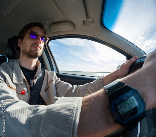 Man Driving with Focus photo