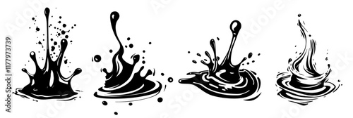 artistic monochrome depiction of water drops creating dynamic splashes