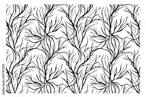 artistic line art of bare tree branches in a minimalist style
