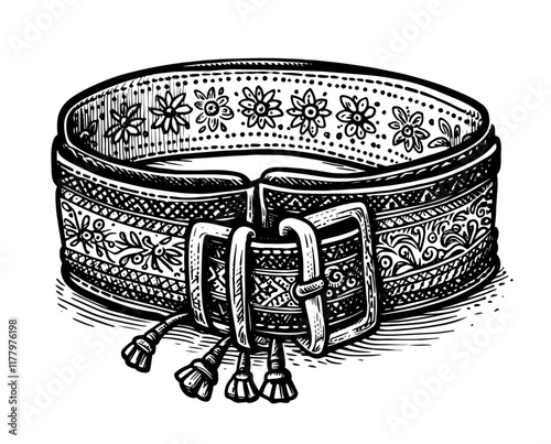 antique decorative belt vector with artistic craftsmanship