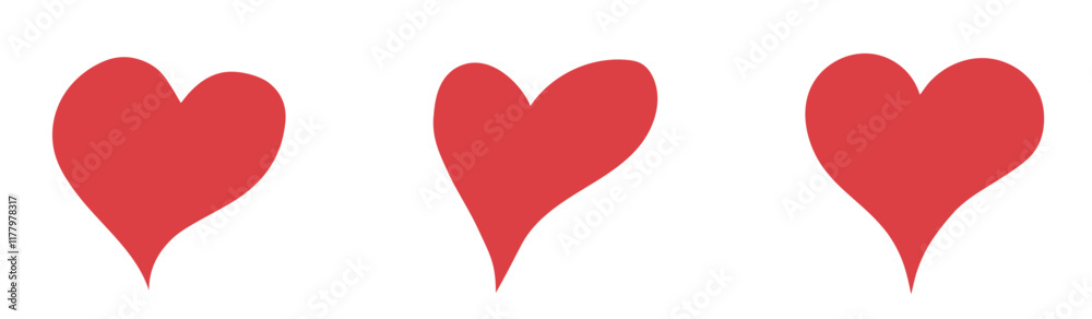 Red hand drawn hearts. Love and valentines design elements. Isolated vector images Red hand drawn hearts. Love and valentines design elements. Isolated vector images