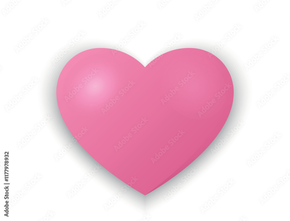 Pink 3d heart for Valentines day design. Love symbol. Isolated vector image Pink 3d heart for Valentines day design. Love symbol. Isolated vector image