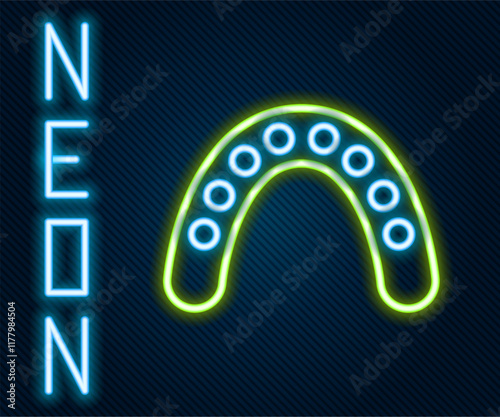 Glowing neon line Mouth guard boxer icon isolated on black background. Colorful outline concept. Vector