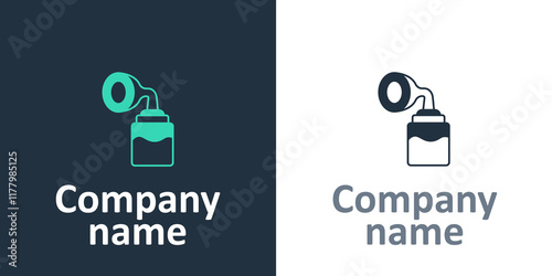 Logotype Breast pump icon isolated on white background. Logo design template element. Vector
