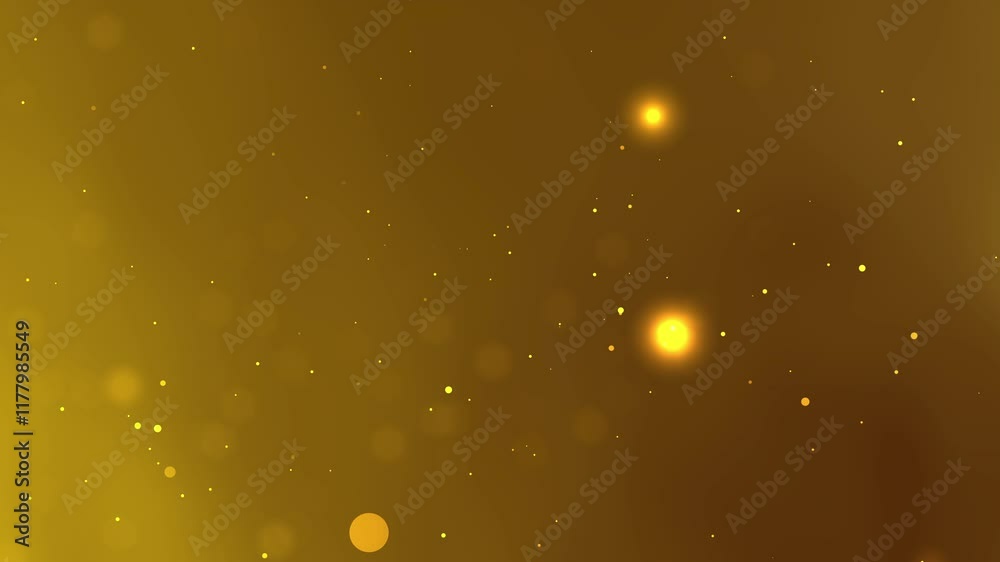 gold gradient background. abstract gold and particles. looping animation with fancy gold bokeh on black background