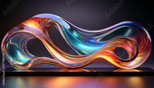 abstract wavy illuminated glass sculpture artwork1.jpg photo