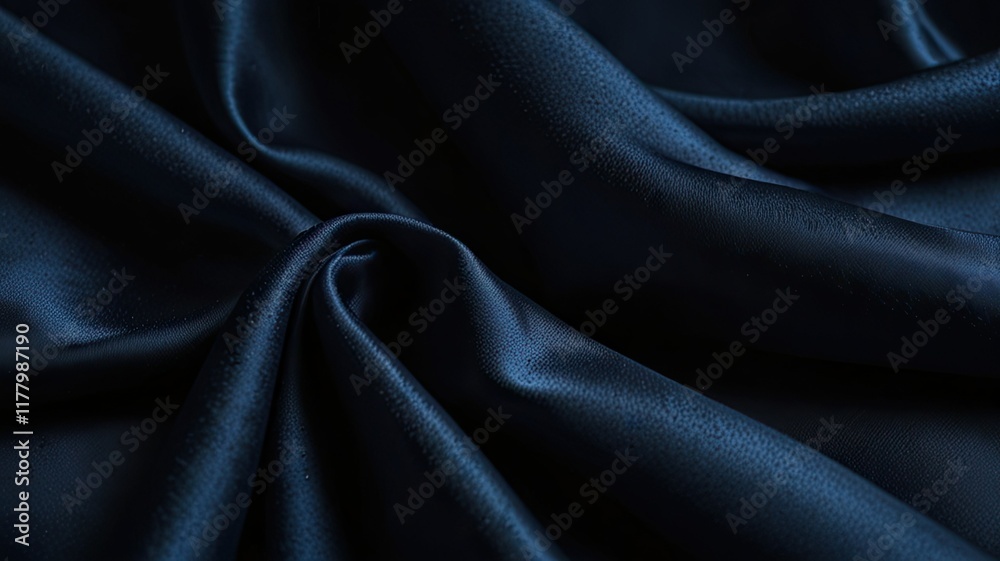 Obraz premium Rich navy satin fabric displays a luxurious sheen and smooth texture folded gracefully to enhance its elegant appearance and captivating depth