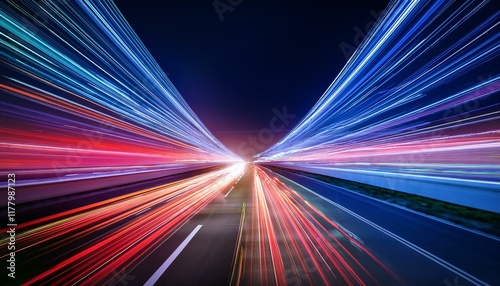 vibrant abstract light trails creating dynamic motion on a highway at night1.jpg photo