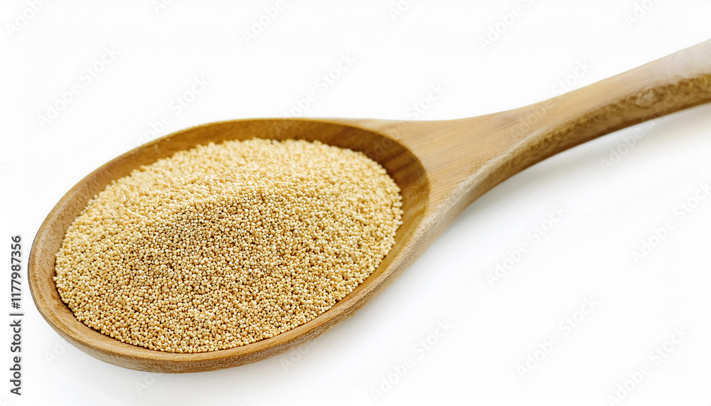 Amaranth seeds in wooden spoon isolated on white backdrop. Organic product. Amaranth seeds in wooden spoon isolated on white backdrop. Organic product.