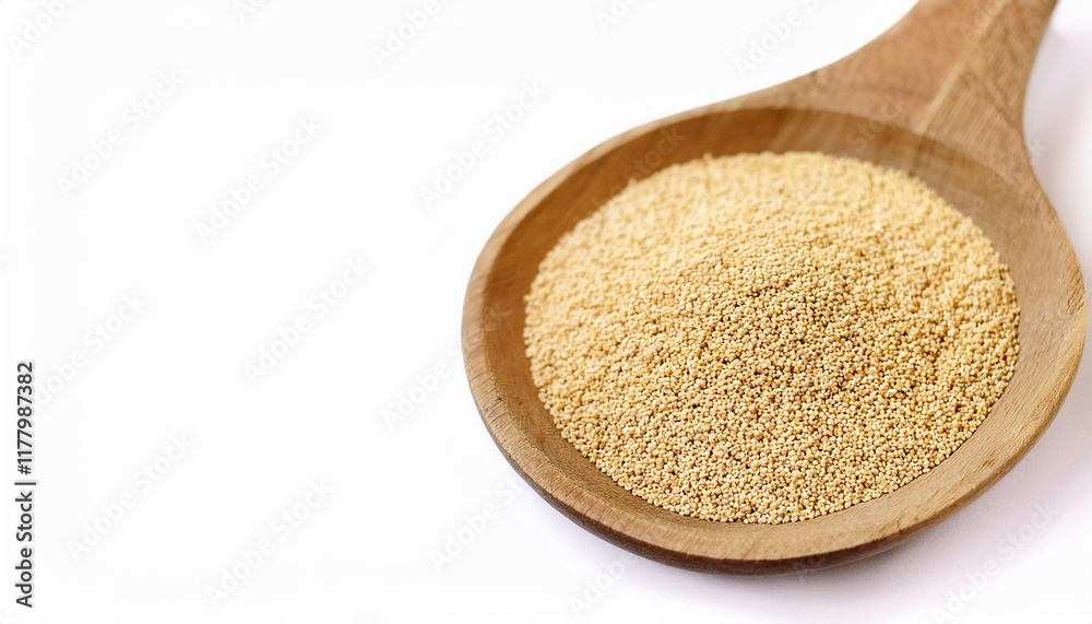 Amaranth seeds in wooden spoon isolated on white backdrop. Organic product. Amaranth seeds in wooden spoon isolated on white backdrop. Organic product.