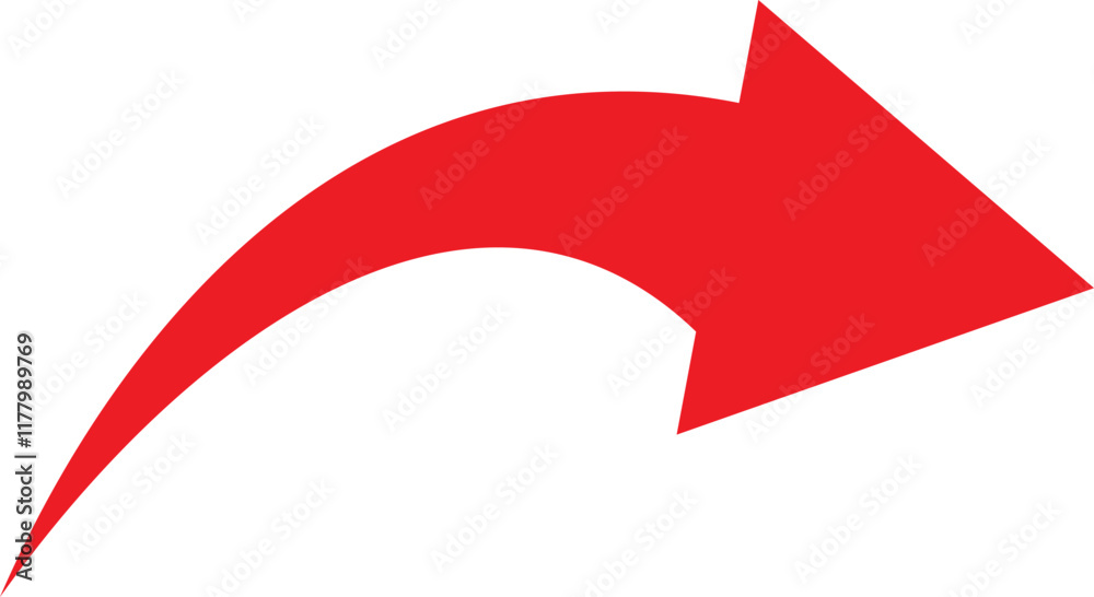 Red arrow Right curve direction vector. Red arrow isolated on transparent white background Red arrow Right curve direction vector. Red arrow isolated on transparent white background