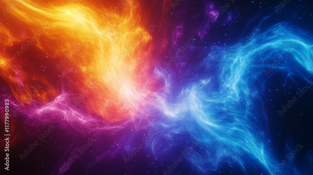 Fiery spiral galaxy in vivid cosmic colors Fiery spiral galaxy in vivid cosmic colors