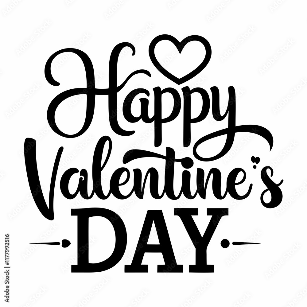 Black Silhouette Happy Valentine's Day Vector Art Black Silhouette Happy Valentine's Day Vector Art