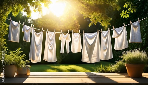 laundry hanging on a clothesline