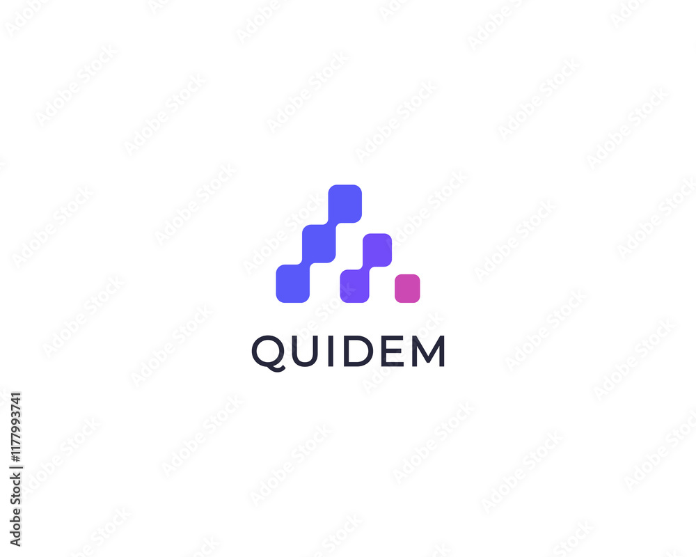 Fototapeta premium Pyramid from squares gradient logo. Creative IT startup media logotype.